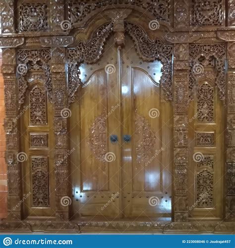 Java Traditional Wood Doors Stock Photo Image Of Carving Natural