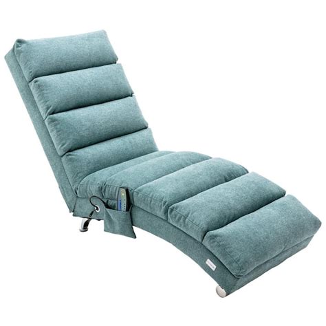 Homefun Modern Teal Long Electric Recliner Heated Massage Chaise Lounge For Office Or Living