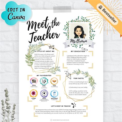 Meet The Teacher Editable Template Back To Babe Welcome Etsy UK