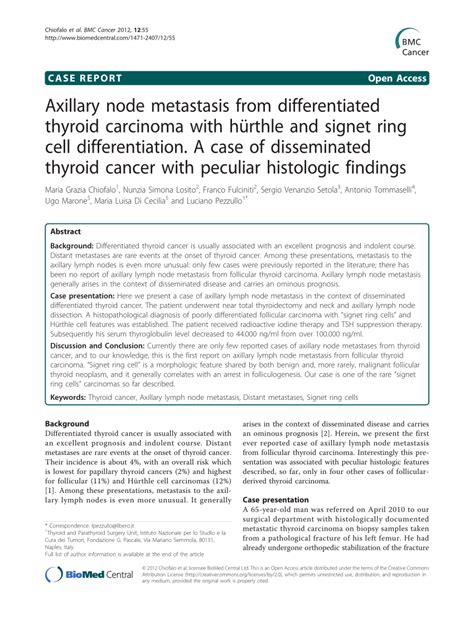 Pdf Axillary Node Metastasis From Differentiated Thyroid Carcinoma