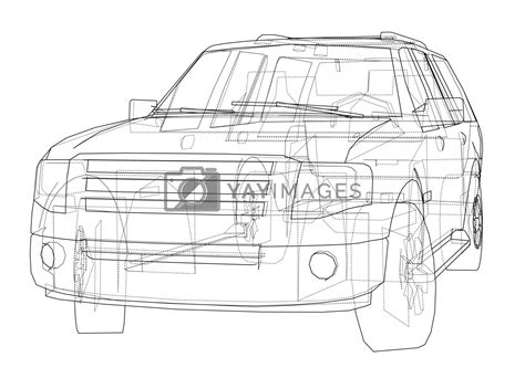 Car Suv Drawing Outline Vector By Cherezoff Vectors And Illustrations