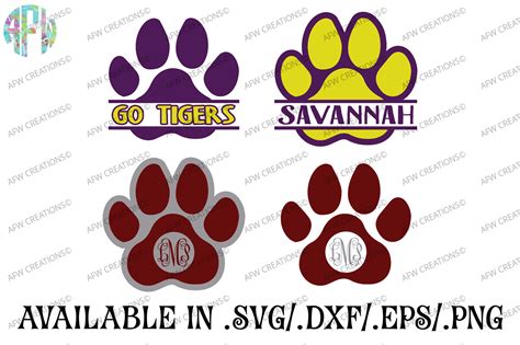 Download Split & Monogram Paws - SVG, DXF, EPS Cut Files By AFW Designs | TheHungryJPEG.com