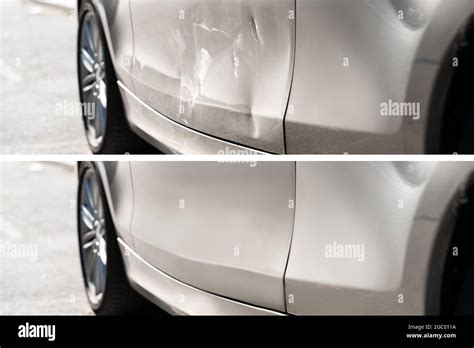 Photo Of Car Dent Repair Before And After Stock Photo Alamy