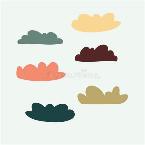 1970 Trippy Set Cloud Groovy Hand Drawn And Trend Vector Illustration