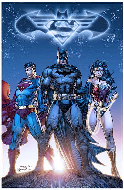 Superman Batman Wonder Woman Comic Book Heroes Dc Comics Art Jim Lee