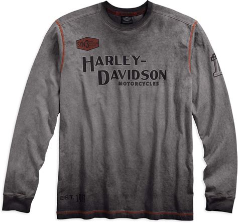 Harley Davidson Official Mens Iron Block Long Sleeve Tee Grey Amazon