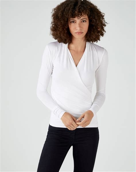 White Soft Jersey Wrap Top Pure Collection