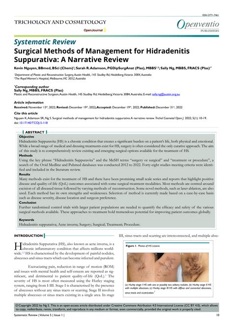 Pdf Surgical Methods Of Management For Hidradenitis Suppurativa A