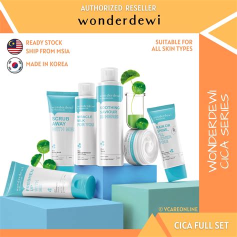 cica wonderdewi wonderlab cica series gel facial cleanser toner sunscreen moisturiser scrub