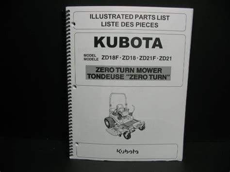 Kubota 97898 41346 Zd18zd21zd25 Parts Manual