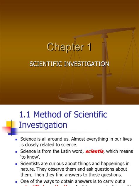 Chapter 1 Scientific Investigationppt Experiment Scientific Method