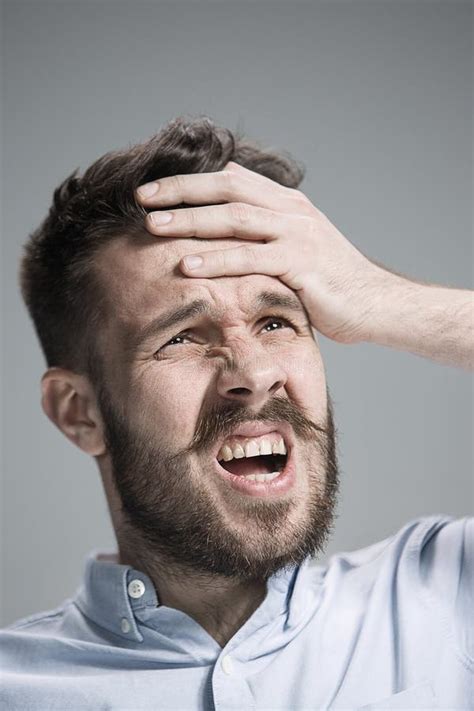 Close Up Face Of Desperate Man Stock Photo Image Of Aggression Pain