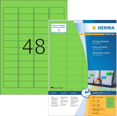 Herma Self Adhesive Coloured Labels 48 Labels Per A4 Sheet 4800