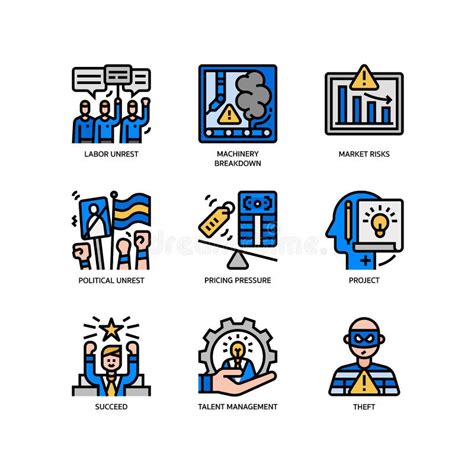 Conjunto De Iconos De Riesgos Empresariales Ilustración Del Vector