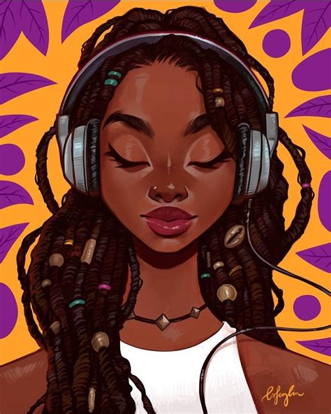 Girl Listening To Music Black Girl Art Black Love Art