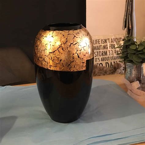 Black And Gold Vase 29cm Home Sweet Home