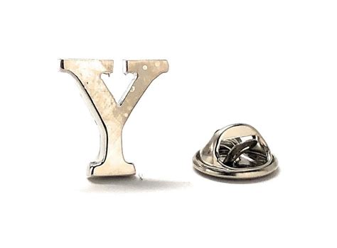 Letter Y Lapel Pin Initials Enamel Pin Silver Rhodium Finish Alphabet