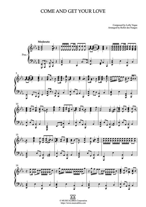 Piano Solo Sheet Music Come And Get Your Love Musicalibra