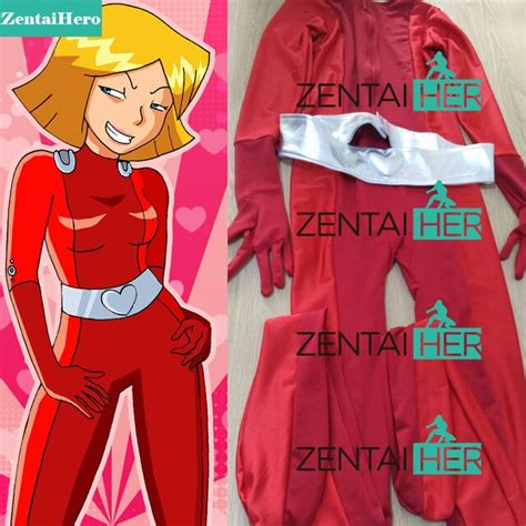 Free Shipping Dhl Real Sexy Women Totally Spies Costume Clover Red