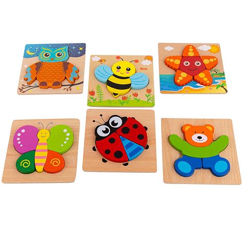 Toy To Enjoy Wooden Chunky Animal Jigsaw Puzzle Pack Of 6 For Kids
