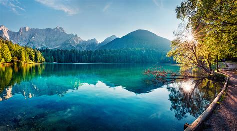 Colorful Summer View Of Fusine Lake Bright Morning Scene Of Julian