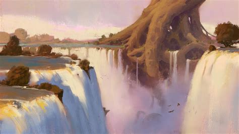 Waterfalls Digital Painting Sketch With Images Digital Painting