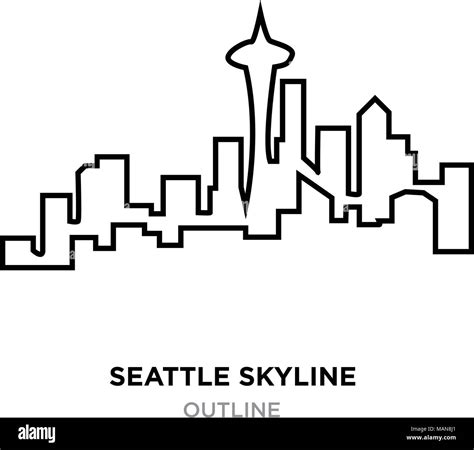 Seattle Skyline Outline On White Background Vector Illustration Stock