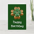 Golden Irish Shamrock Happy Birthday Card | Zazzle.com