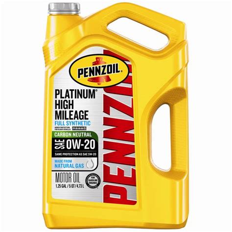 Pennzoil 5 Qt High Mileage 0w 20 Full Synthetic Motor Oil 550046636