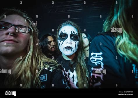 Copenhagen Denmark 24th November 2019 A Black Metal Fan With Face Paint Is Attending A Live
