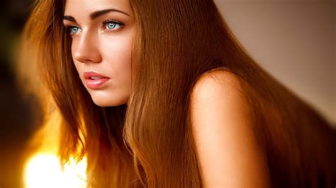 Women Model Redhead Long Hair White Dress Blue Eyes Lauren Budd Bare