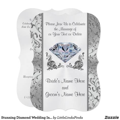 Stunning Diamond Wedding Invitations Your Text Diamond
