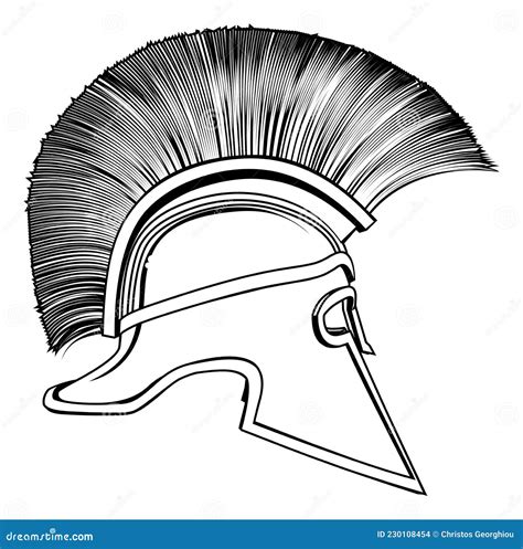 Black And White Ancient Greek Warrior Helmet Stock Vector