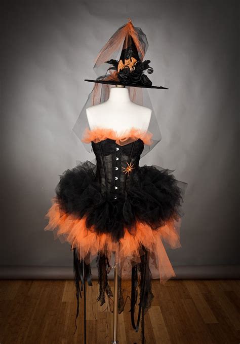 Custom Size Lace Orange And Black Feather Burlesque Corset Etsy Witch Costume Halloween