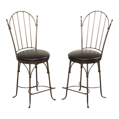 1990s Charleston Forge Wrought Iron Swivel Bar Stools A Pair Chairish