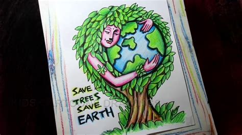 Save Trees Save Earth Drawings Save Water Coloring Drawing Step By Step