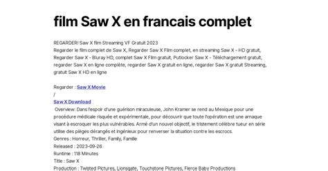 Film Saw X En Francais Complet