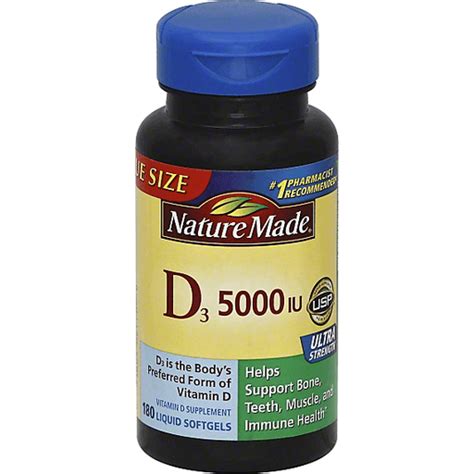Nature Made Vitamin D3 Extra Strength 125 Mcg Softgels Value Size