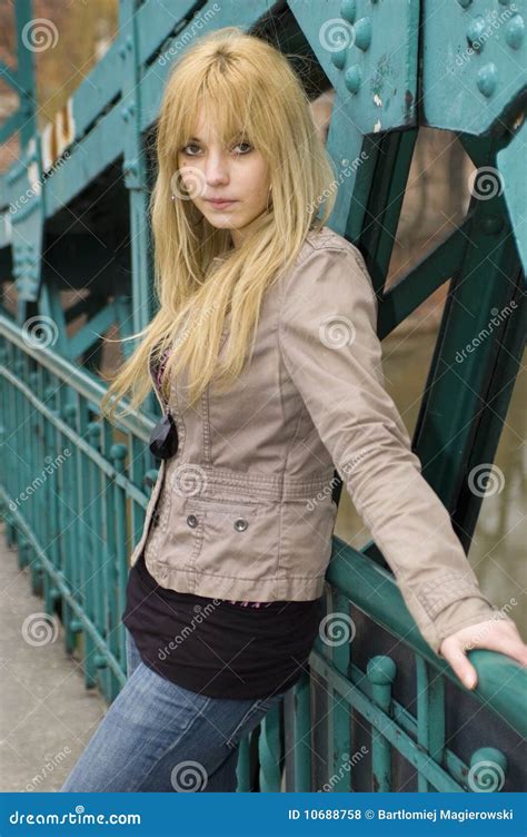 Blonde Pretty Teenager Stock Photo Image Of Calm Stands