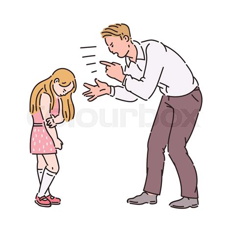 Angry Father Yelling At Girl Child Stock Vector Colourbox