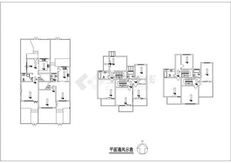 790平米3层框混结构两户组合式乡村住宅楼平立剖面设计cad图纸居住建筑土木在线