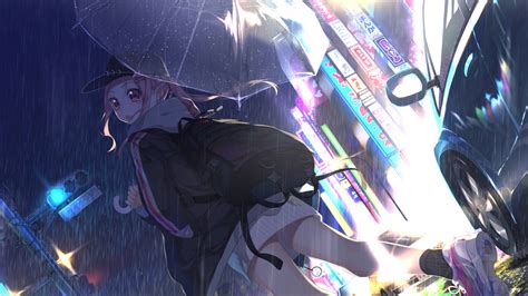 1920x1080 Anime Girl With Umbrella In Rain 1080p Laptop