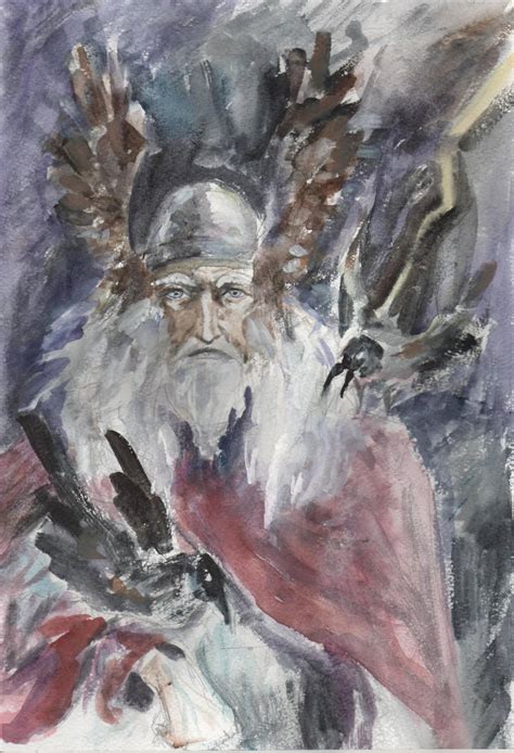 Odin Norse God And His Ravens Hugin And Munin By Maru Redmore On Deviantart