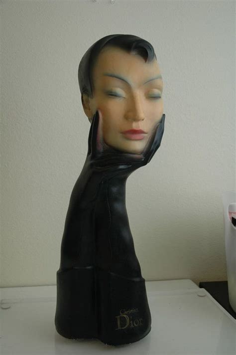 christian dior mannequin head bust for eye glasses or hats 1940 thru 1950 antique mod statue mid