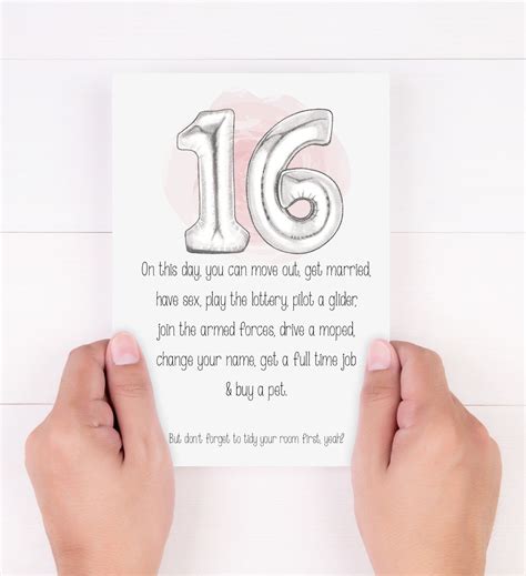 Funny 16th Birthday Card Age 16 Teenager Cards For Her Etsy