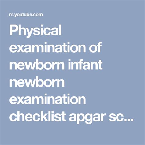 Physical Examination Of Newborn Infant Newborn Examination Checklist