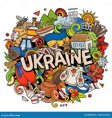 Ukraine Hand Drawn Cartoon Doodle Illustration Funny Ukrainian Design
