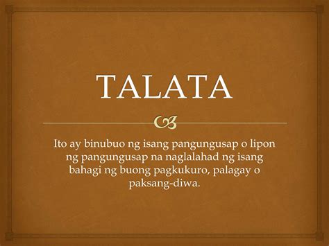 Solution Leksyon Tungkol Sa Talata In Filipino Studypool