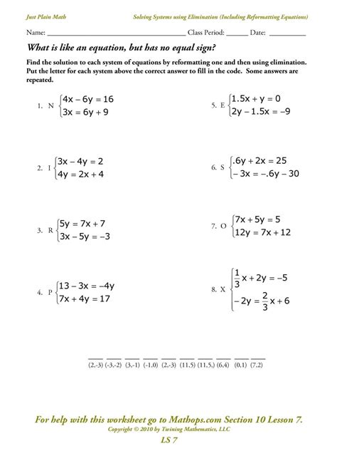 Linear Equation Practice Worksheets Equations Worksheets