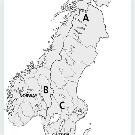 Map Of Scandinavia Showing The Three Study Sites Where Data Were